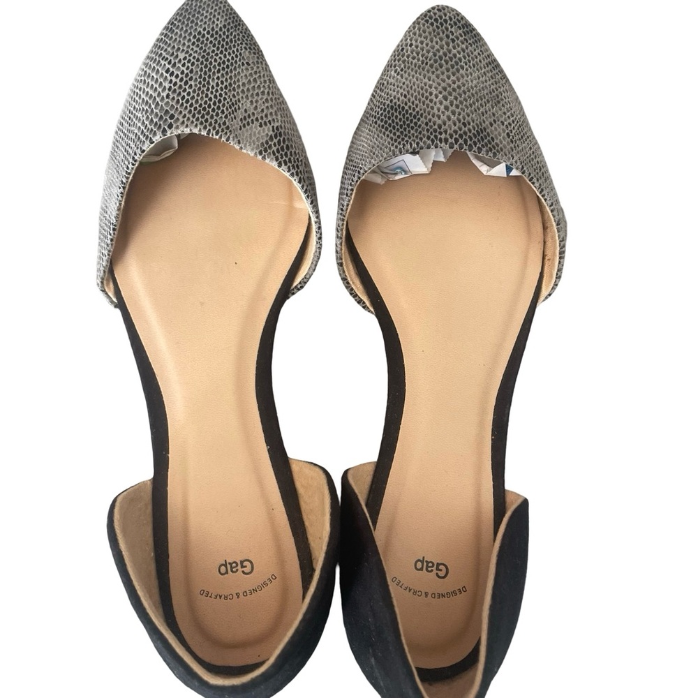 GAP Black Gray Snakeskin D’Orsay Flats Size 9 - Picture 5 of 8